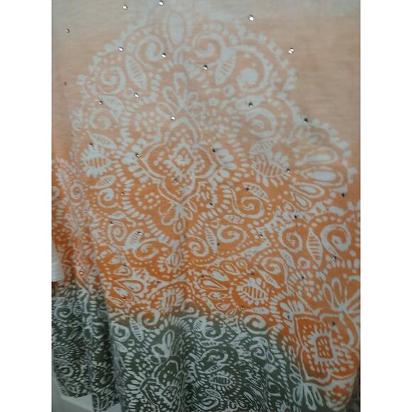 Weekends By Chicos Woman 1/M Ombre Striped Casual 3/4 Sleeve Top - Picture 4 of 8